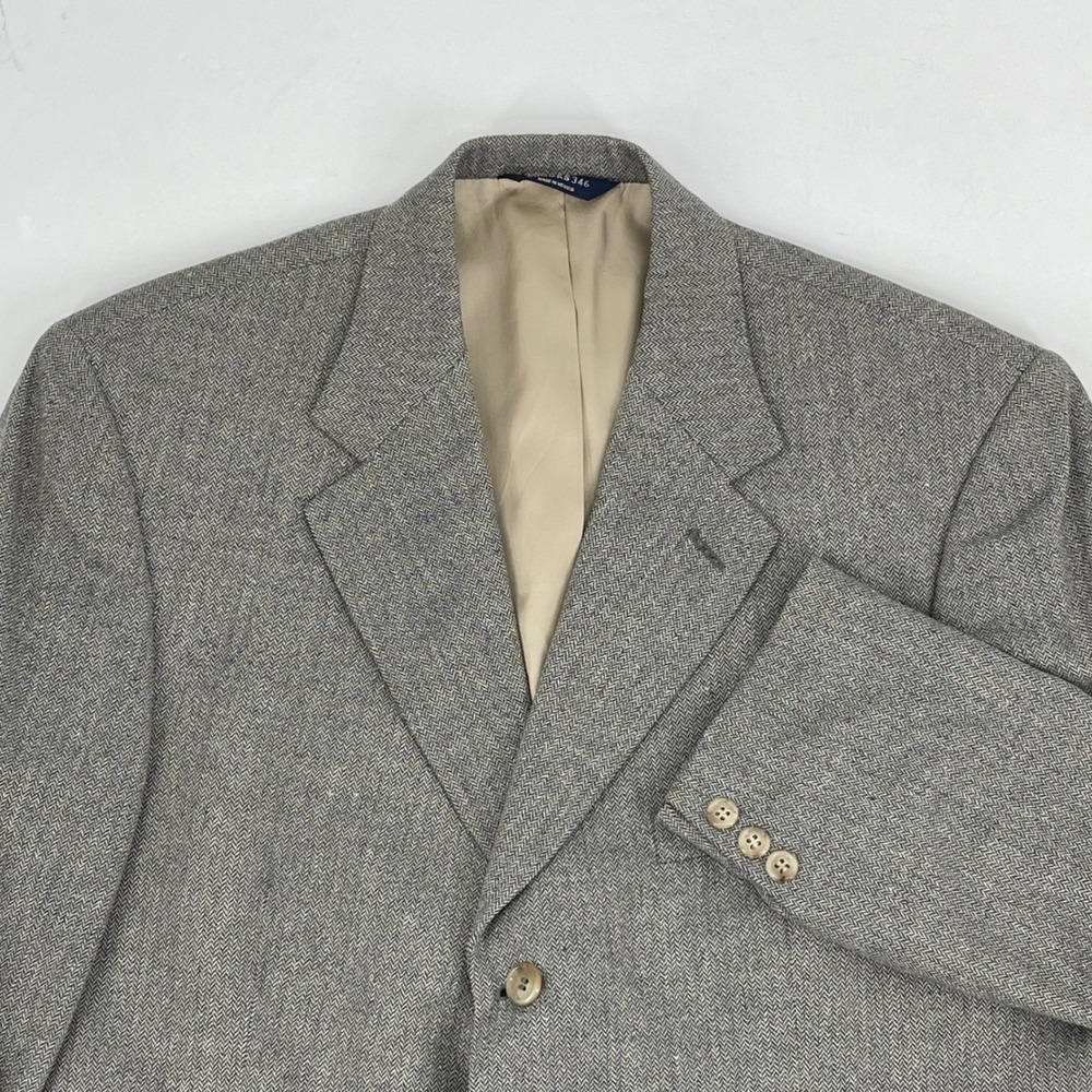Brooks 346 Herringbone Blazer Mens 41R Gray Tweed Sport‎ Coat Jacket